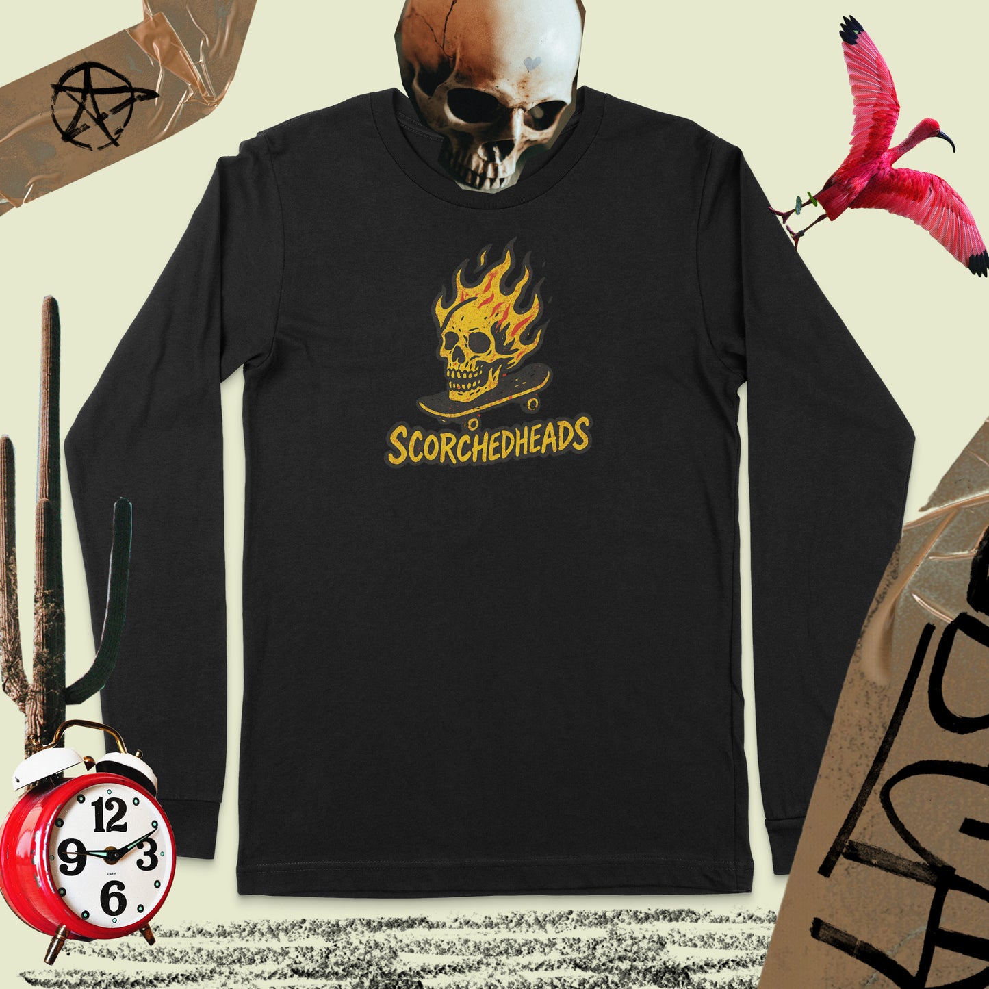 Long Sleeve Scorched Heads T-Shirt