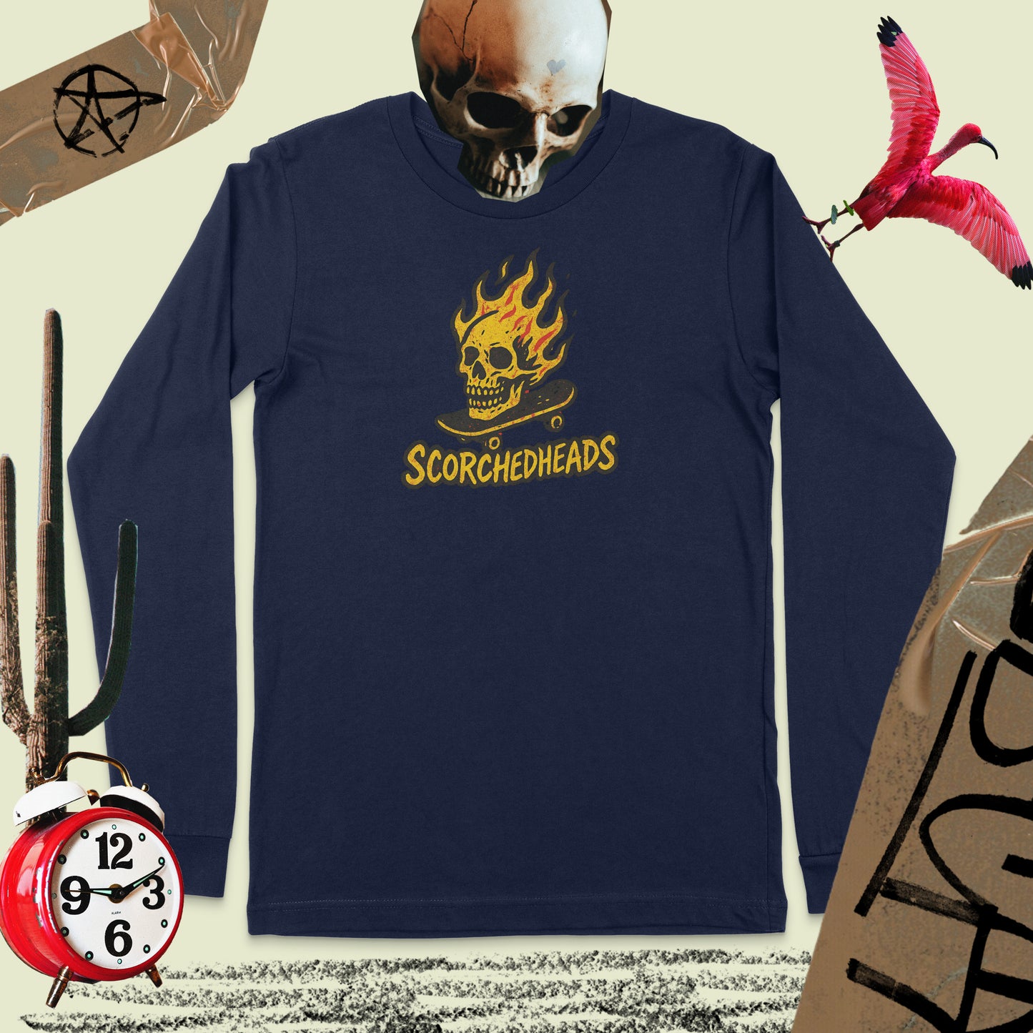 Long Sleeve Scorched Heads T-Shirt