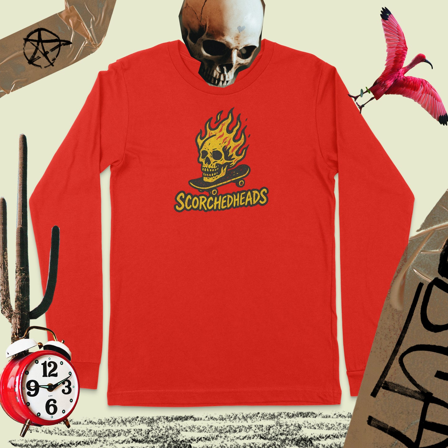 Long Sleeve Scorched Heads T-Shirt