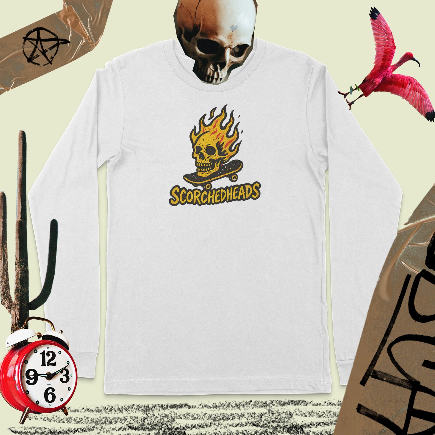 Long Sleeve Scorched Heads T-Shirt