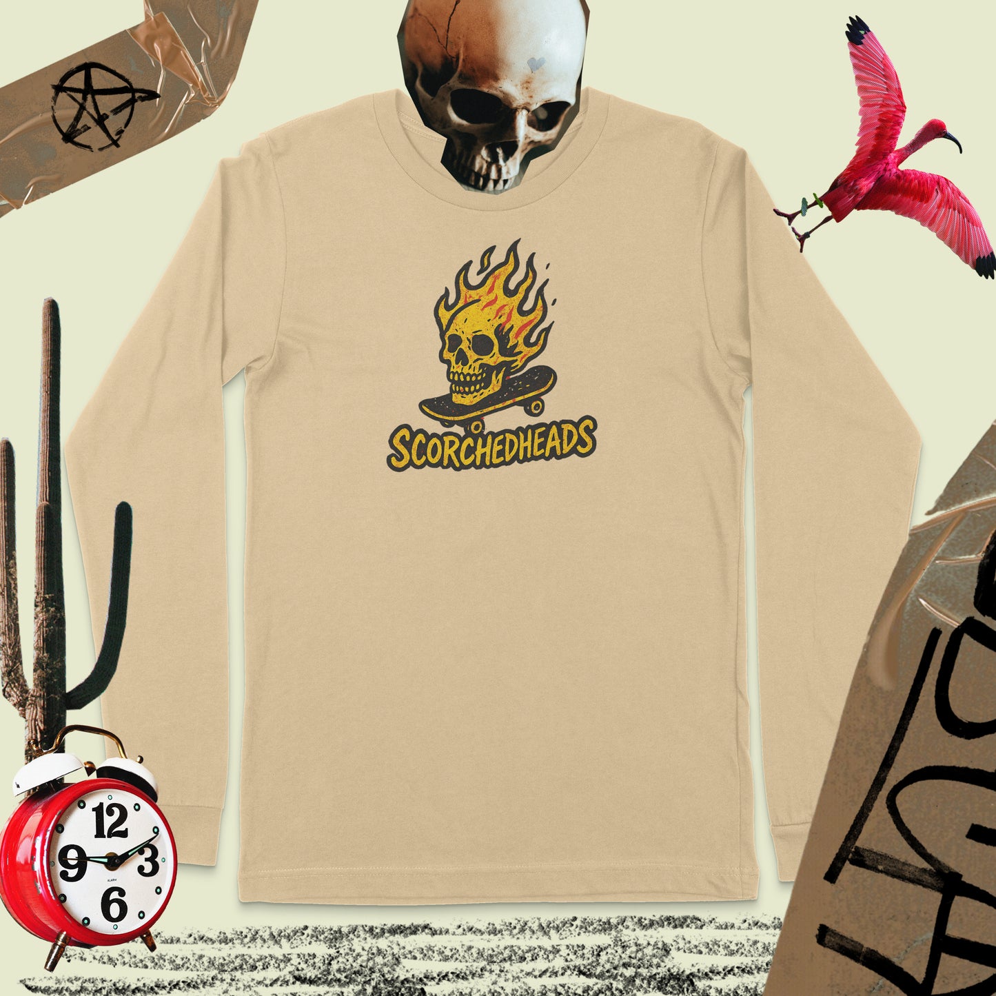 Long Sleeve Scorched Heads T-Shirt