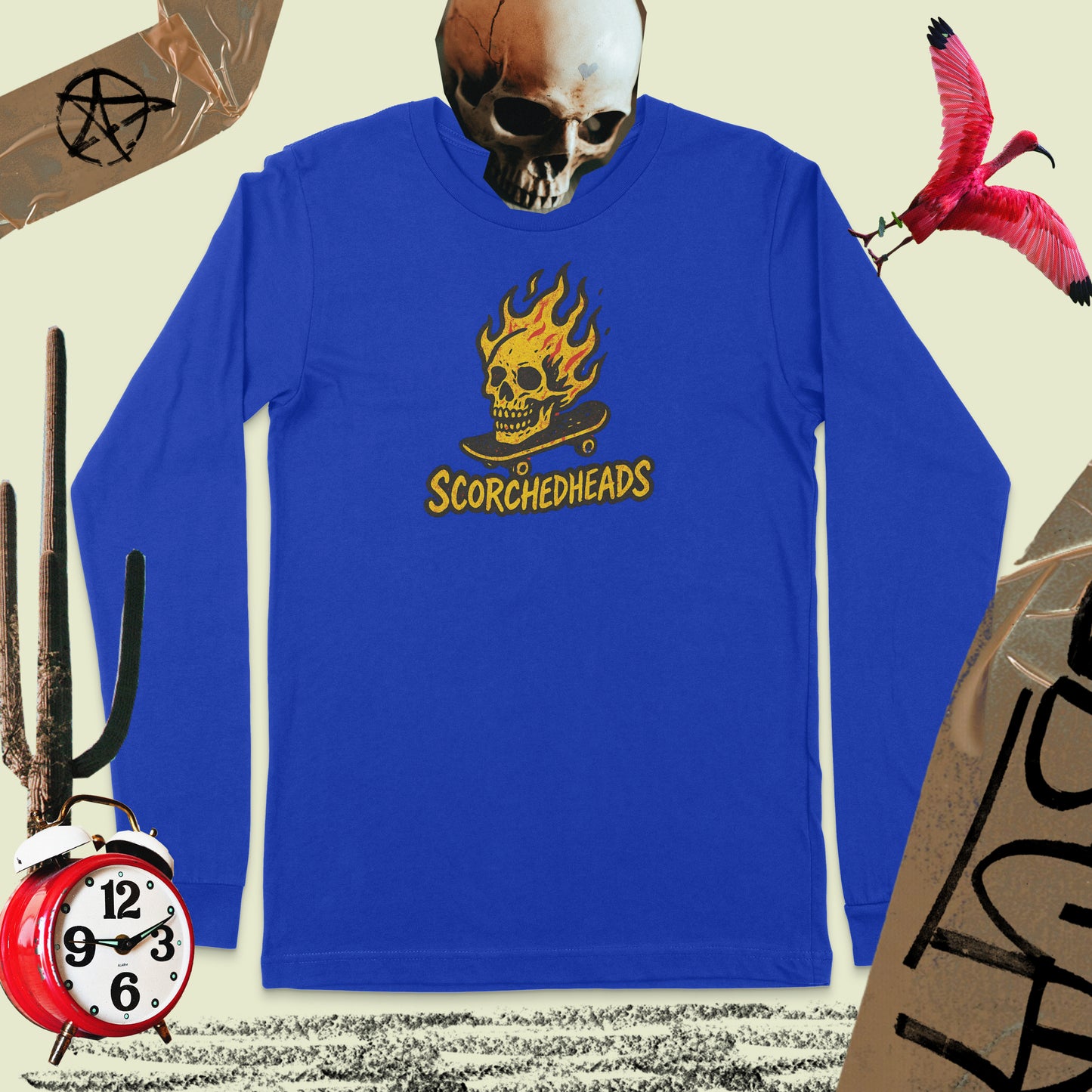Long Sleeve Scorched Heads T-Shirt