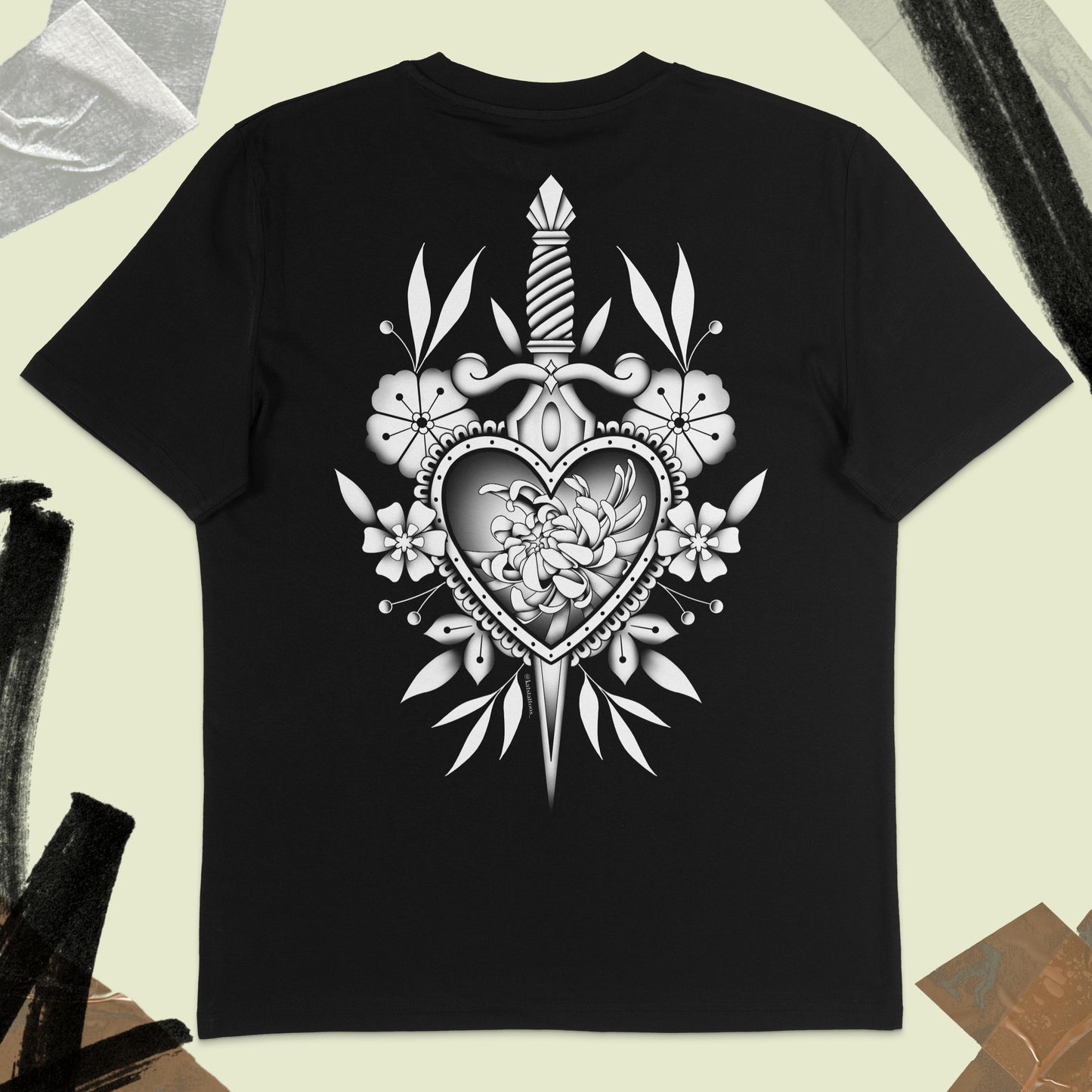 Heart of Steel, Bloom of Grace T-Shirt by @katstattoos_