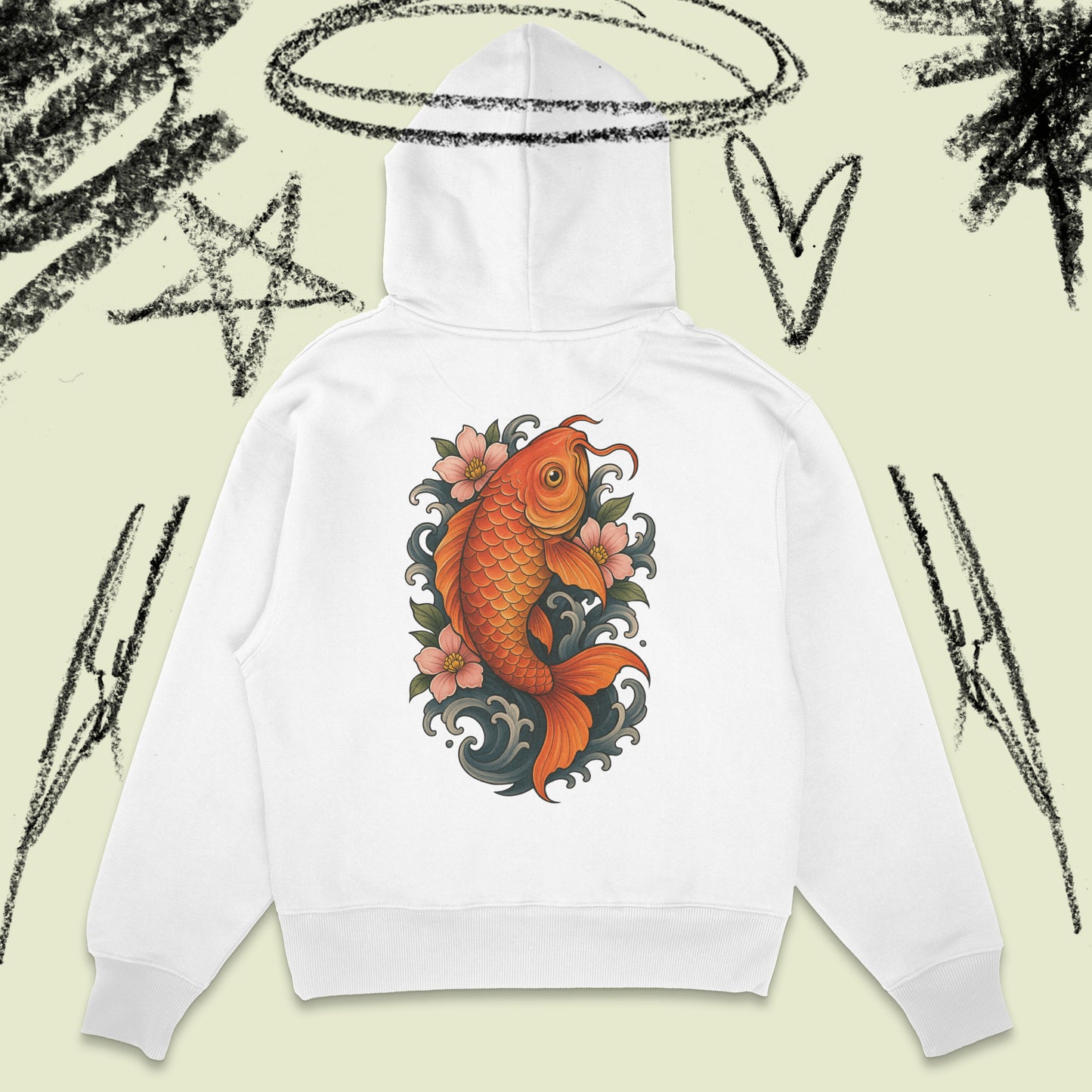 Heavy Weight Koi Fury Design Hoodie