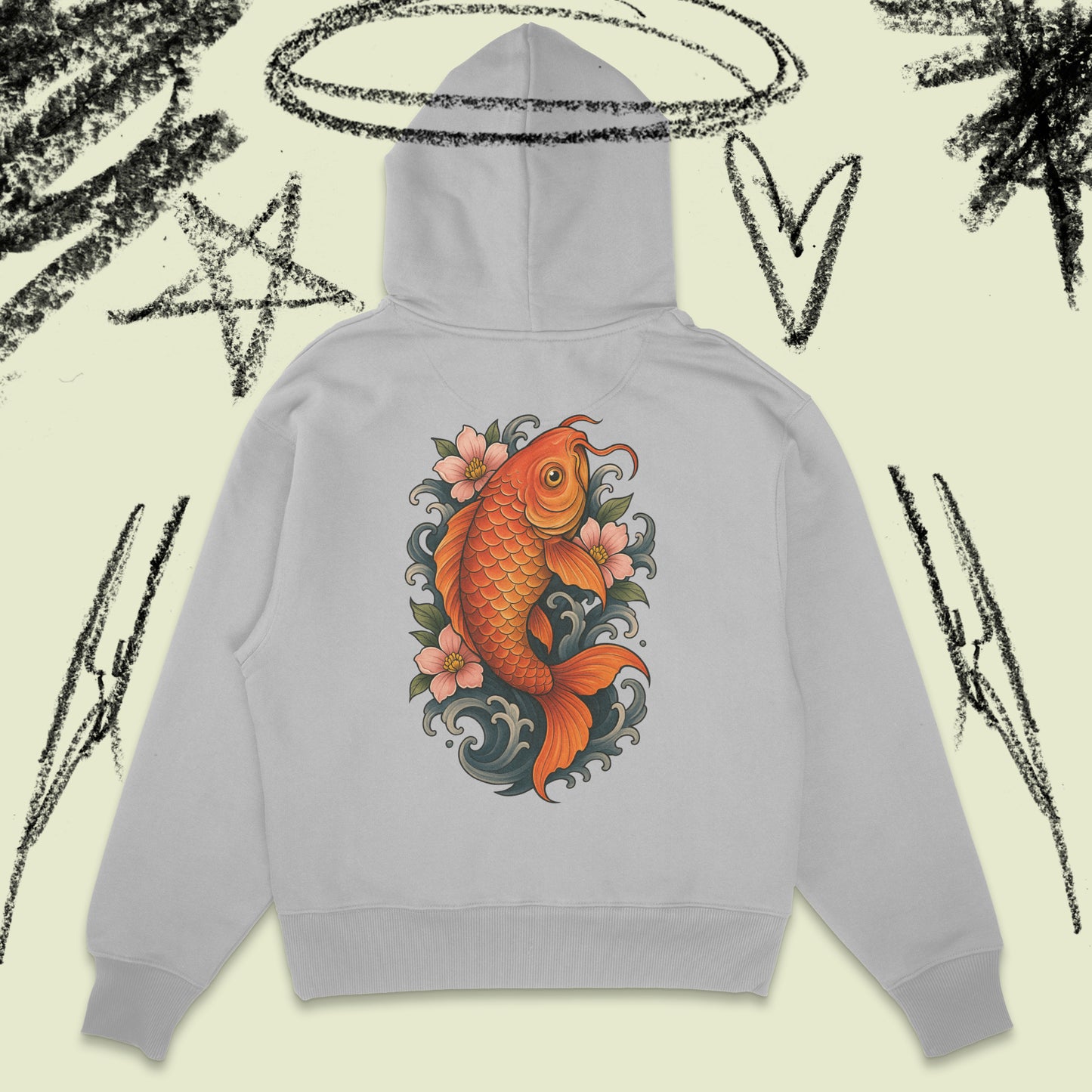 Heavy Weight Koi Fury Design Hoodie