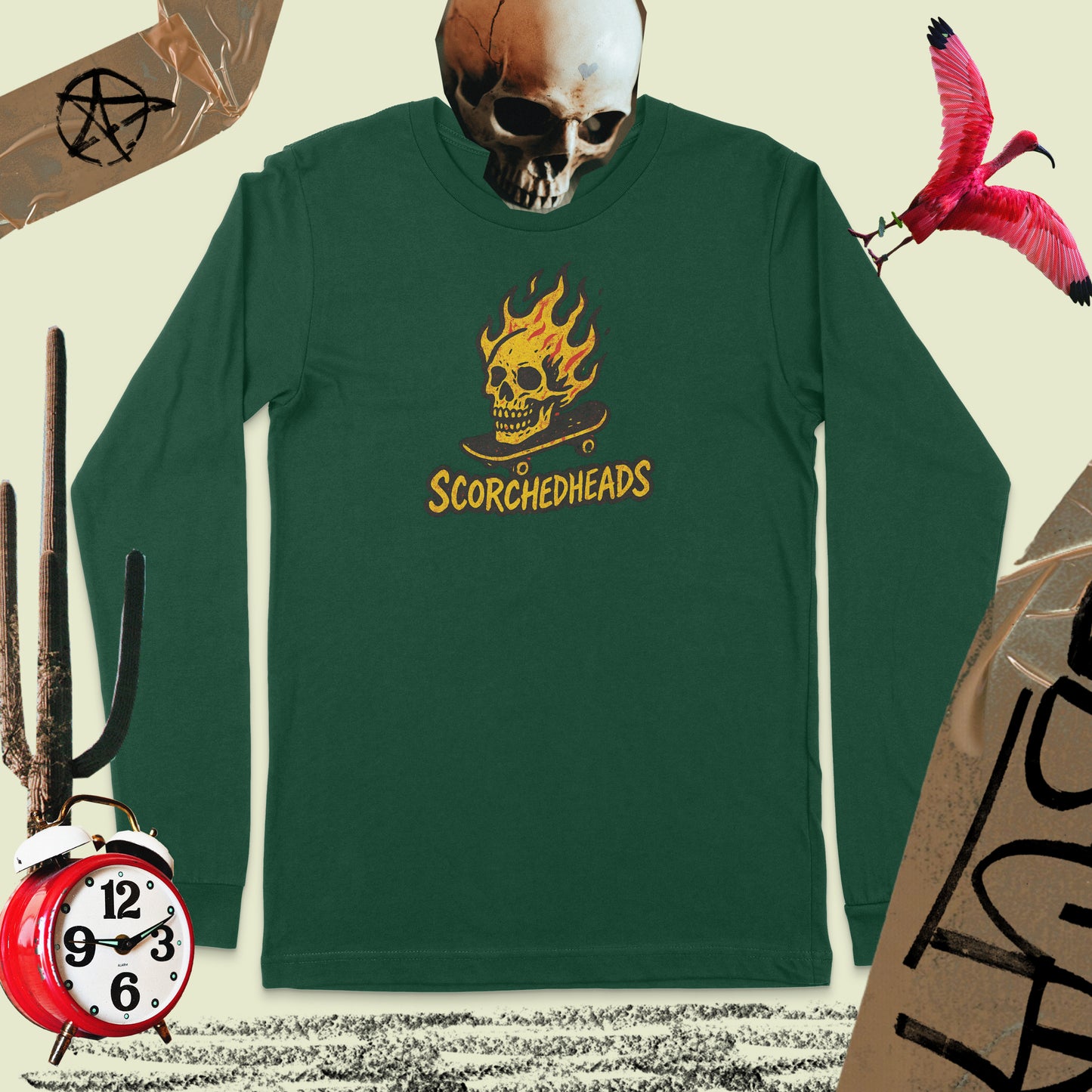 Long Sleeve Scorched Heads T-Shirt