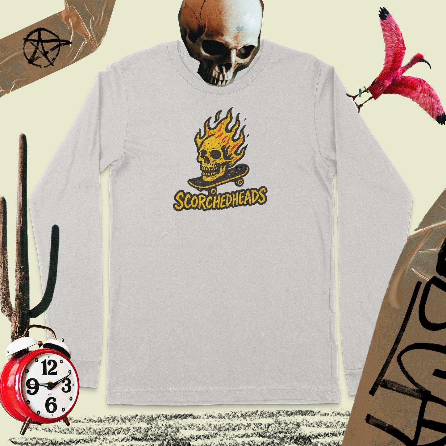 Long Sleeve Scorched Heads T-Shirt