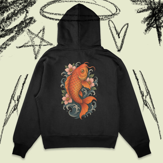 Heavy Weight Koi Fury Design Hoodie